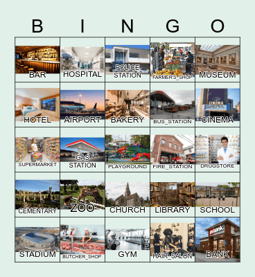 Places at the city Bingo Card