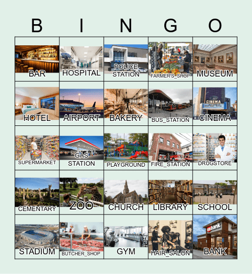 Places at the city Bingo Card