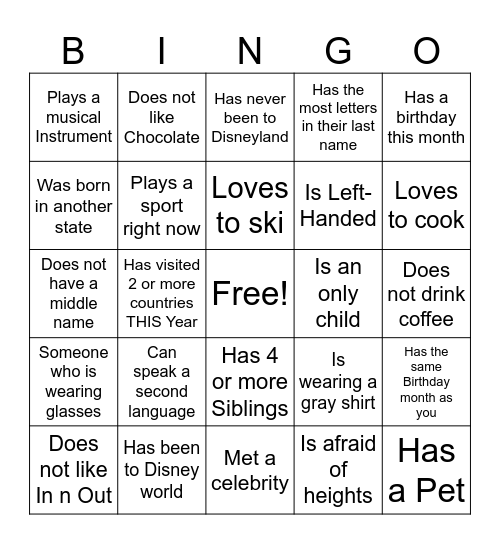 Find Somone Who...... Bingo Card