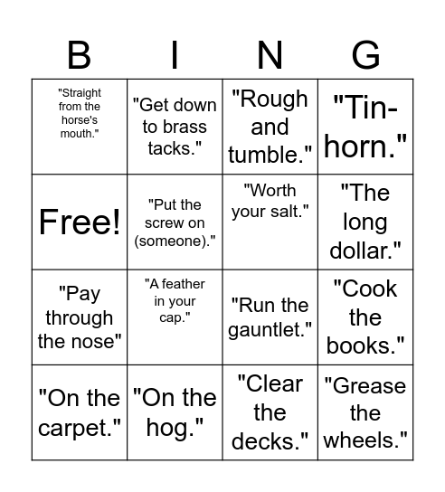 Early 1900s business speak Bingo Card