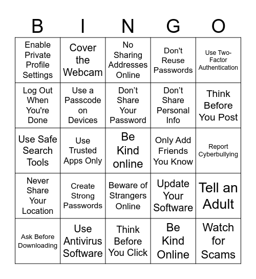 TYKTWD Bingo Card