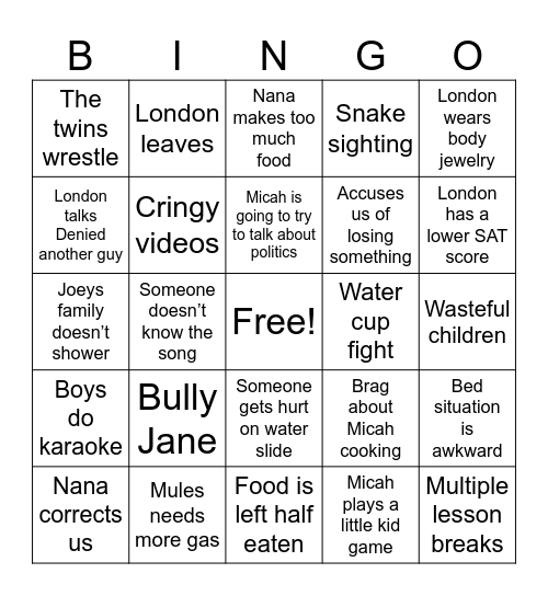 Soul Camp 2025 Bingo Card