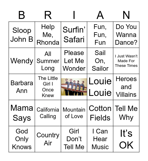 The Beach Boys Bingo Card