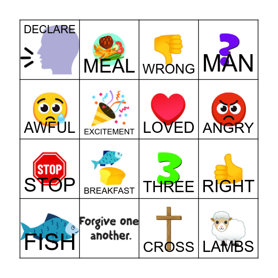 Bible Story Bingo Card