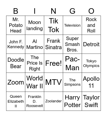 70th Anniversary BINGO Card