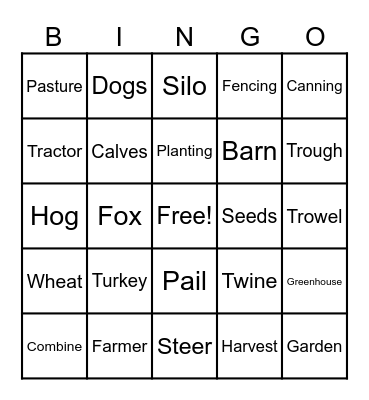 Crestview Farm Bingo Card