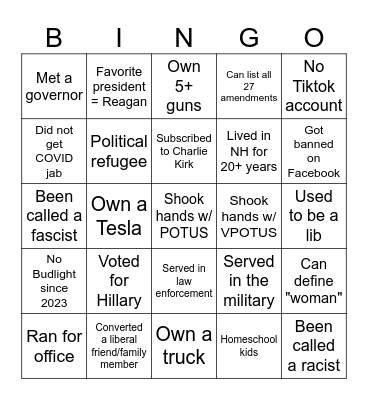 republic Bingo Card