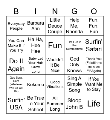 Brian Wilson & Sly Stone Bingo Card