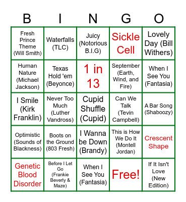 Black History Month Music Bingo! Bingo Card