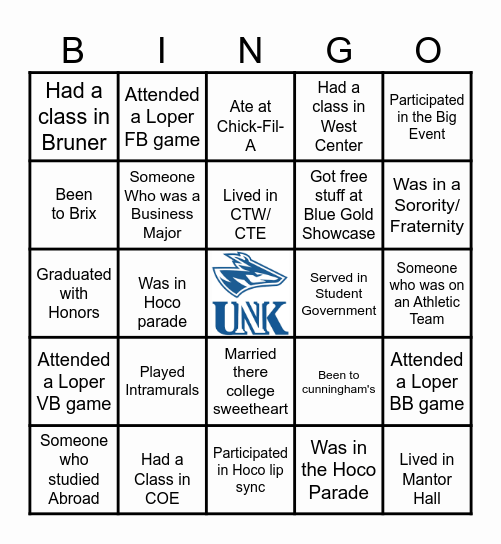 Young Alumni Bingo Card