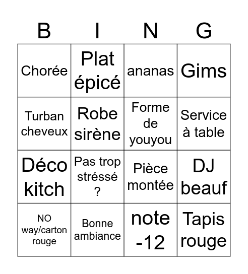 EMMA Bingo Card