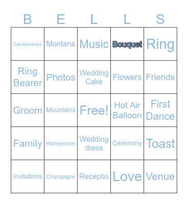 Wedding Bells Bingo Card