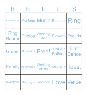 Wedding Bells Bingo Card