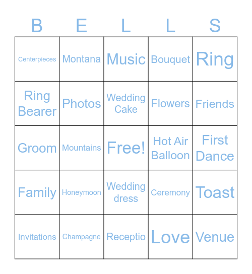 Wedding Bells Bingo Card
