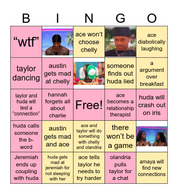 Love Island S7E14 Bingo Card
