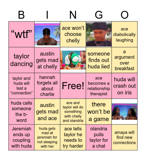 Love Island S7E14 Bingo Card