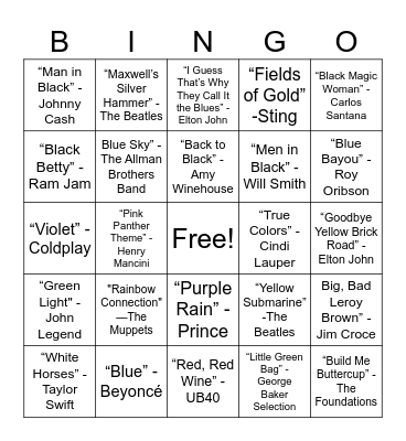 Color Our World Bingo Card