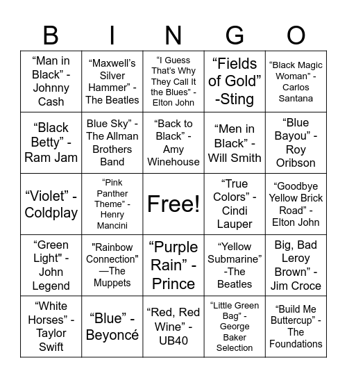 Color Our World Bingo Card