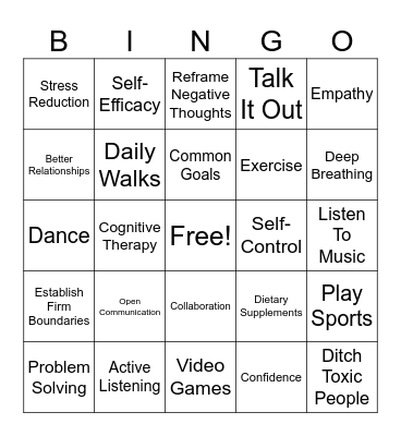 Conflict Resolution Bingo Card