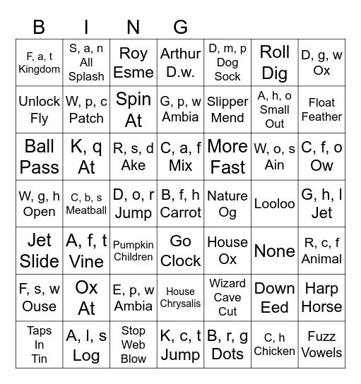 Alphabet lore trypo episodes Bingo Card