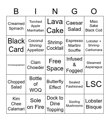 Chart House Summer Bingo Card