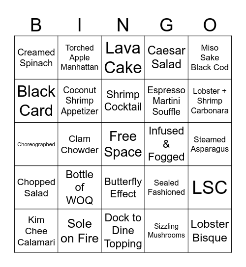 Chart House Summer Bingo Card