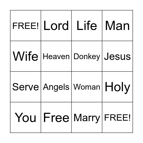 1 Corinthians 7:32-35 Bingo Card