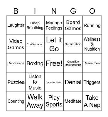 Anger Management Bingo Card