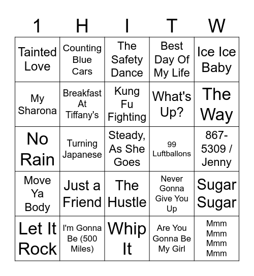 One Hit Wonder Bingo Card