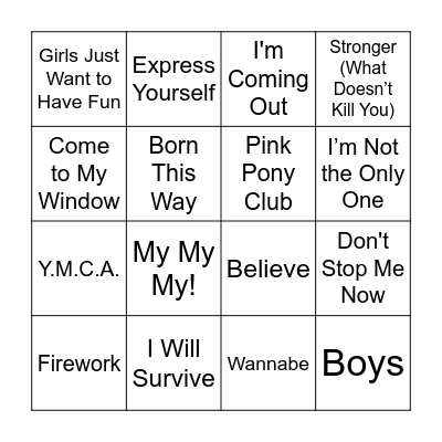 PRIDE BINGO Card