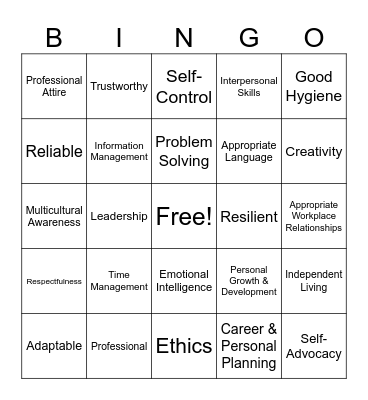 Employability Bingo Card