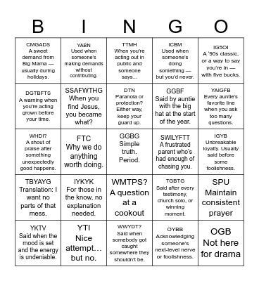 BLACK & BOLD Bingo Card
