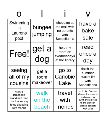 summer bingo Card