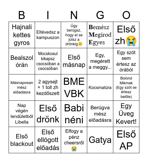 Gólyabingó Bingo Card