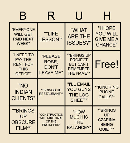 DUMPSTER FIRE Bingo Card