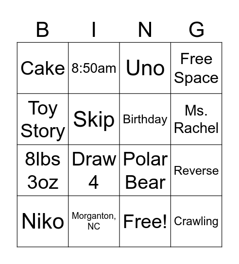 Birthday Bingo Card