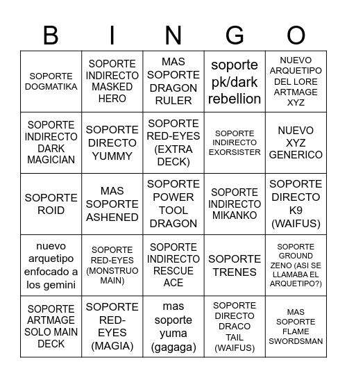 DOOD Bingo Card