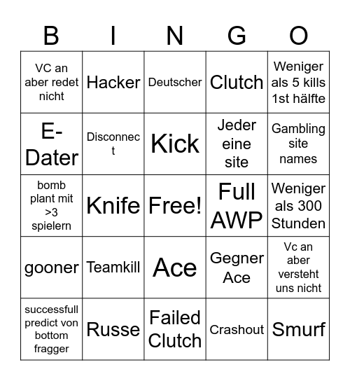 CS2 Bingo Card