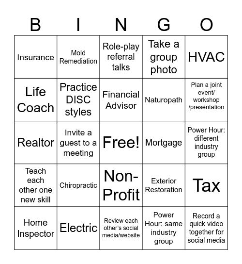Blaine Area Biz Bingo Card