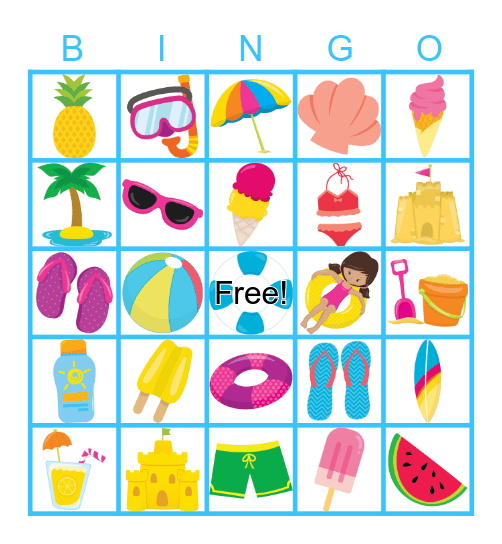 Beach Bingo Card