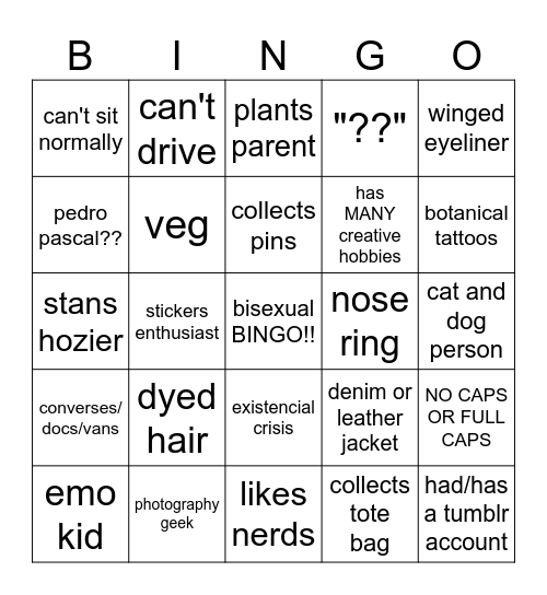 bisexual bingooo Bingo Card