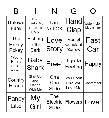 Music Bingo Card