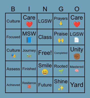 HOWARD MSW GRADUATION BINGO Card