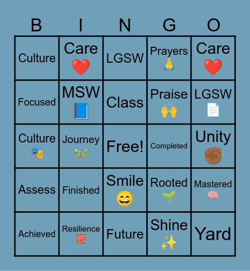 HOWARD MSW GRADUATION BINGO Card