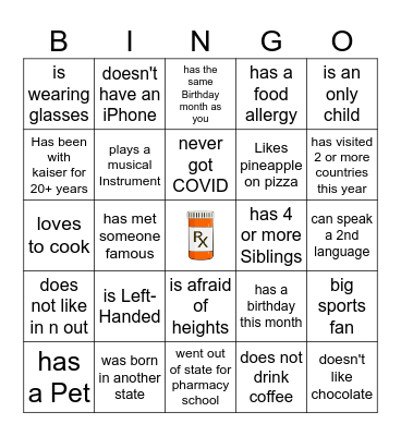Find Someone Who... Bingo Card