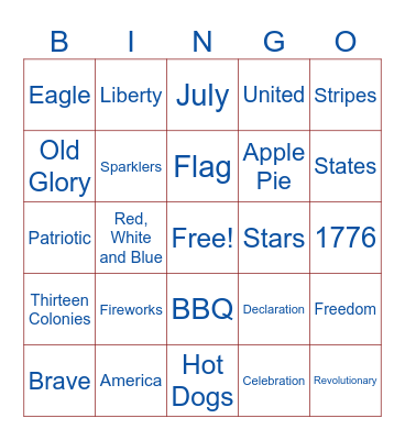 4th of July Bingo Card