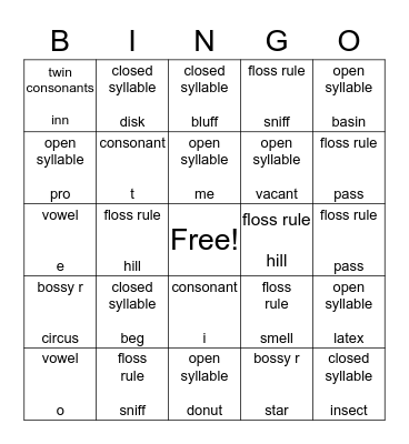 Review Bingo Card