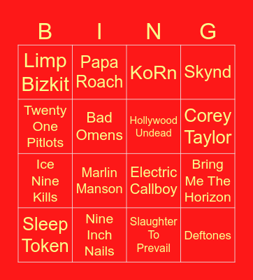 Rock For People 2026 Bingo Card