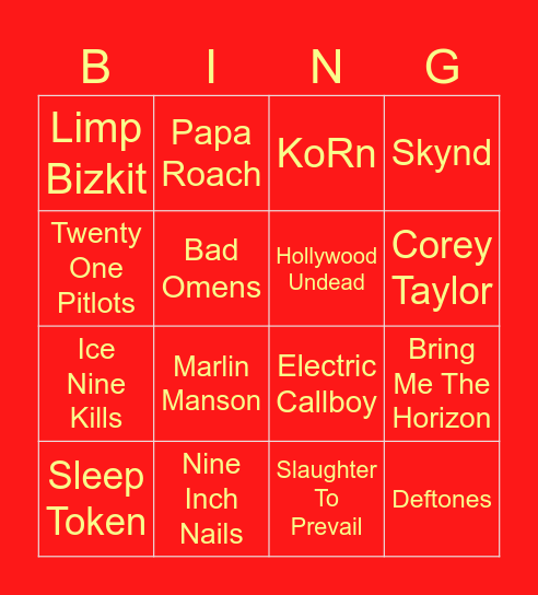 Rock For People 2026 Bingo Card