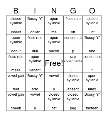 Review Bingo Card